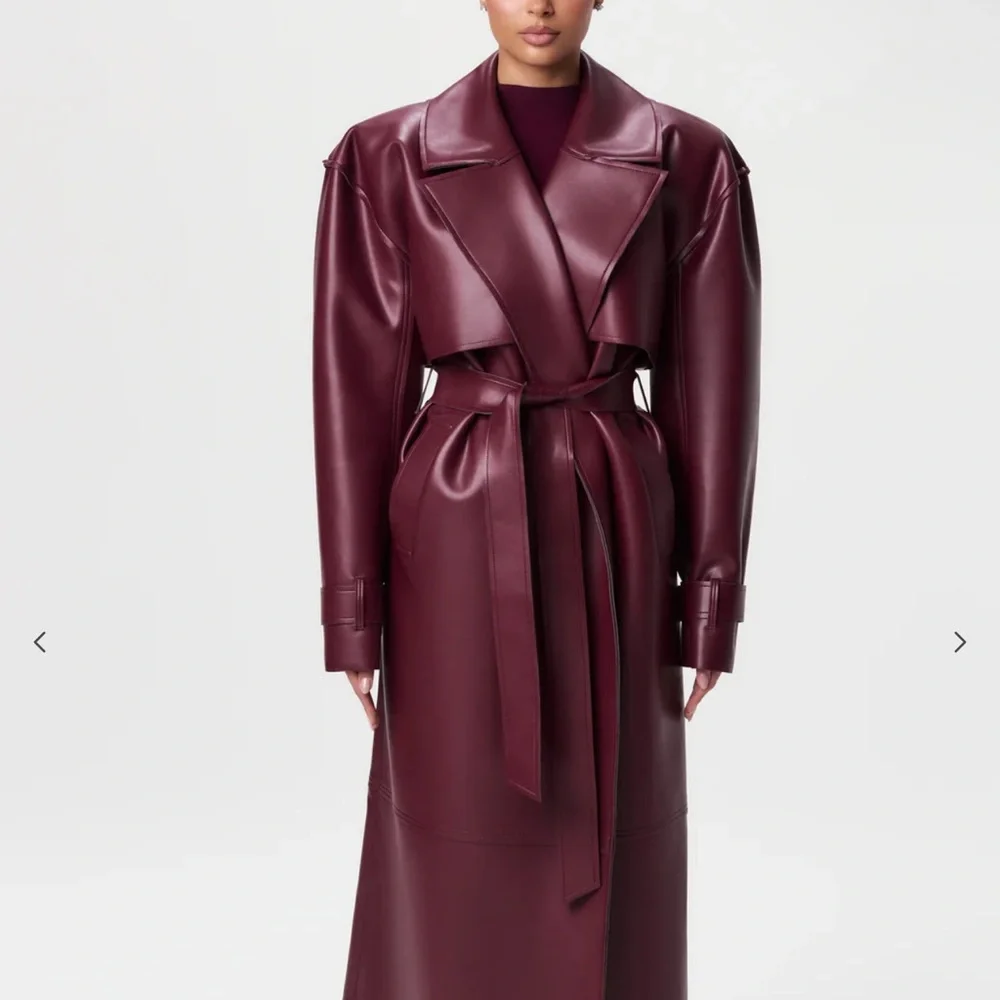 VEGAN LEATHER TRENCH COAT - Picture 1 of 4